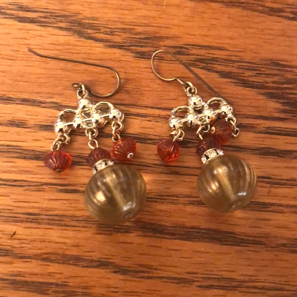 Vintage Beaded Dangling Statement Earrings - Picture 6 of 6